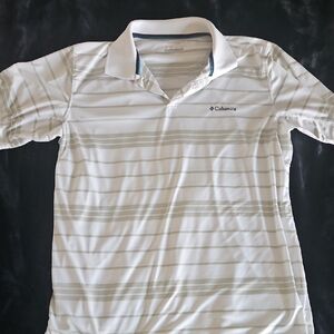 Columbia White Striped Polo Shirt